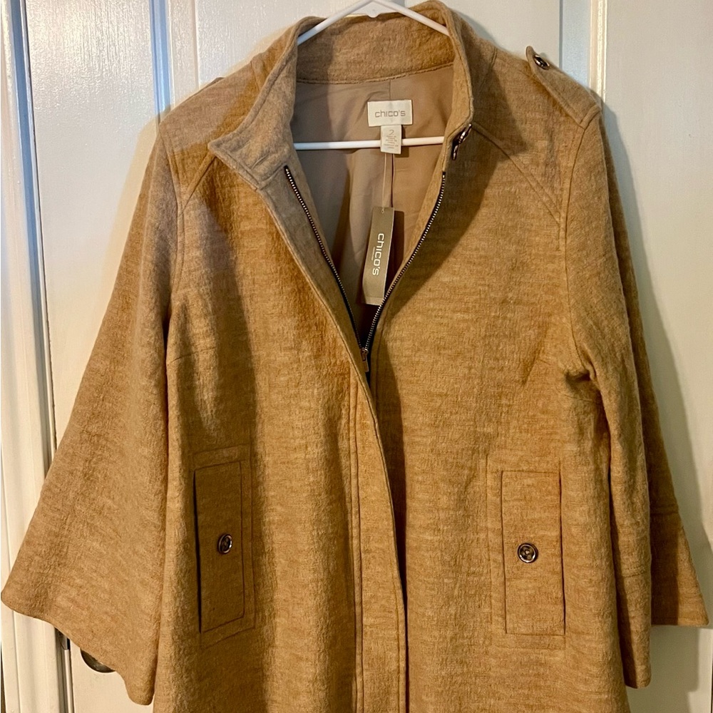 Chico's Camel Boiled Wool Jacket — Size 2